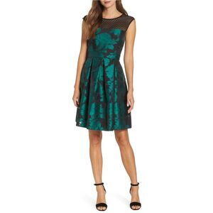 Julia Jordan Womens Jacquard A-line Dress, Green, NWT